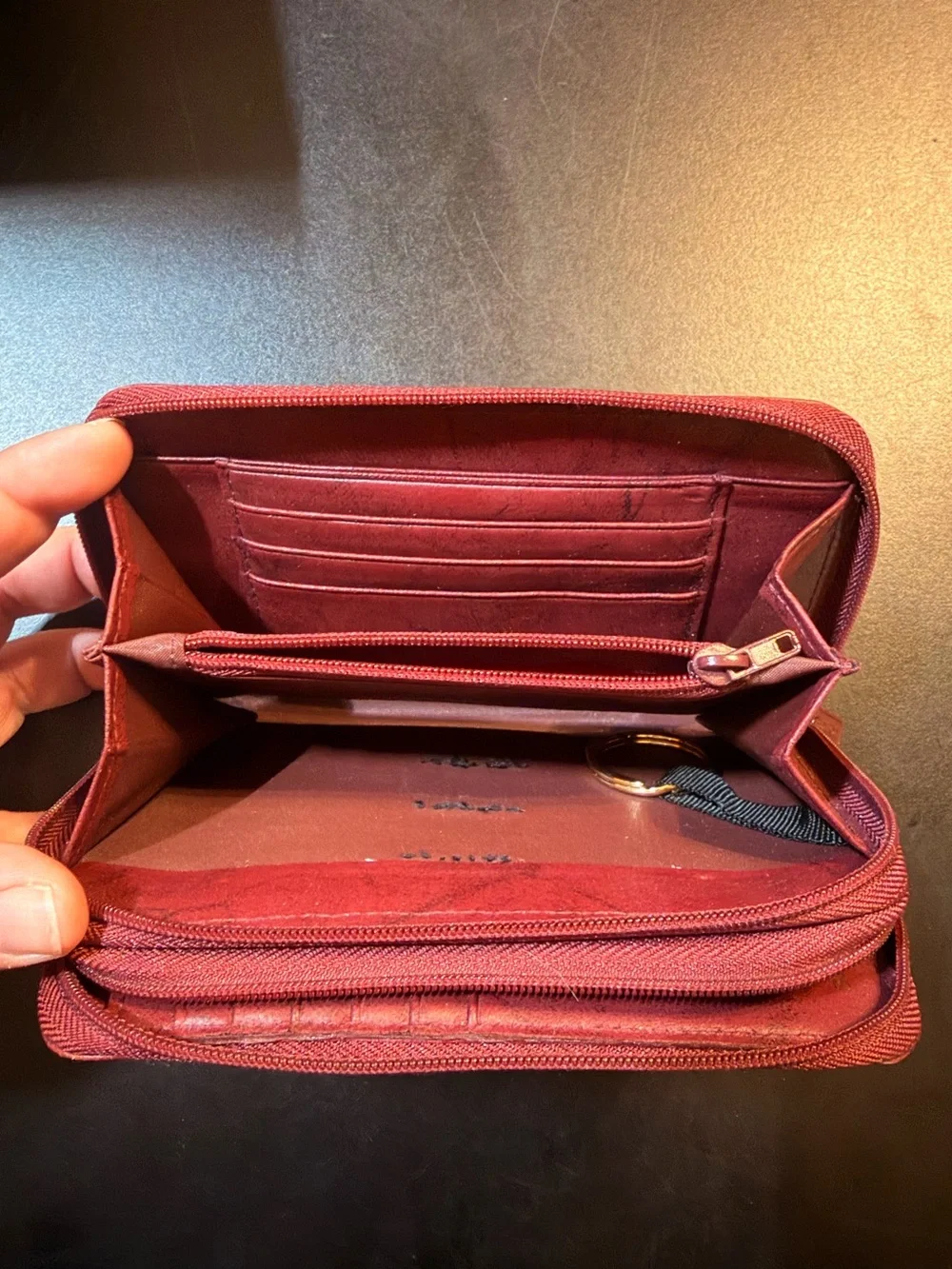 Buxton Heiress Double Zip Organizer Wallet Mahogany New w/o Tags